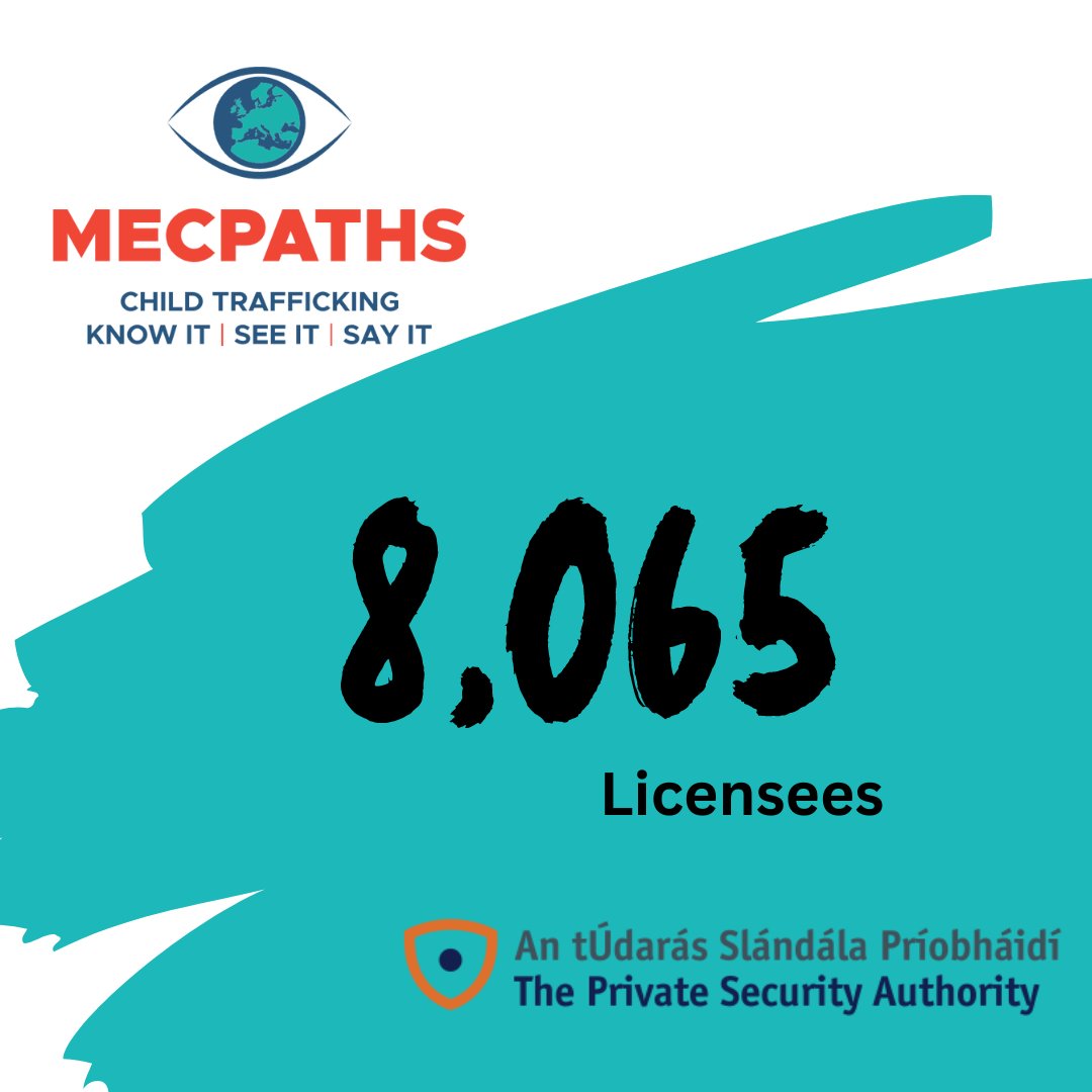 MECPATHS's tweet photo. Our partnership with @ThePSAIreland was launched in October of last year. To-date, we have been able to support 8,065 #security licensees to access #MECPATHS Education on #ChildTrafficking here in #Ireland - ongoing appreciation to @DeptJusticeIRL for the collaboration #HumanTrafficking #ChildExploitation