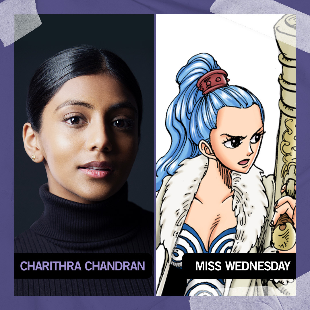 NetflixUK's tweet photo. It's official: Charithra Chandran will join S2 of ONE PIECE in the series regular role of Miss Wednesday ⚓️ https://t.co/jBpXYm363P