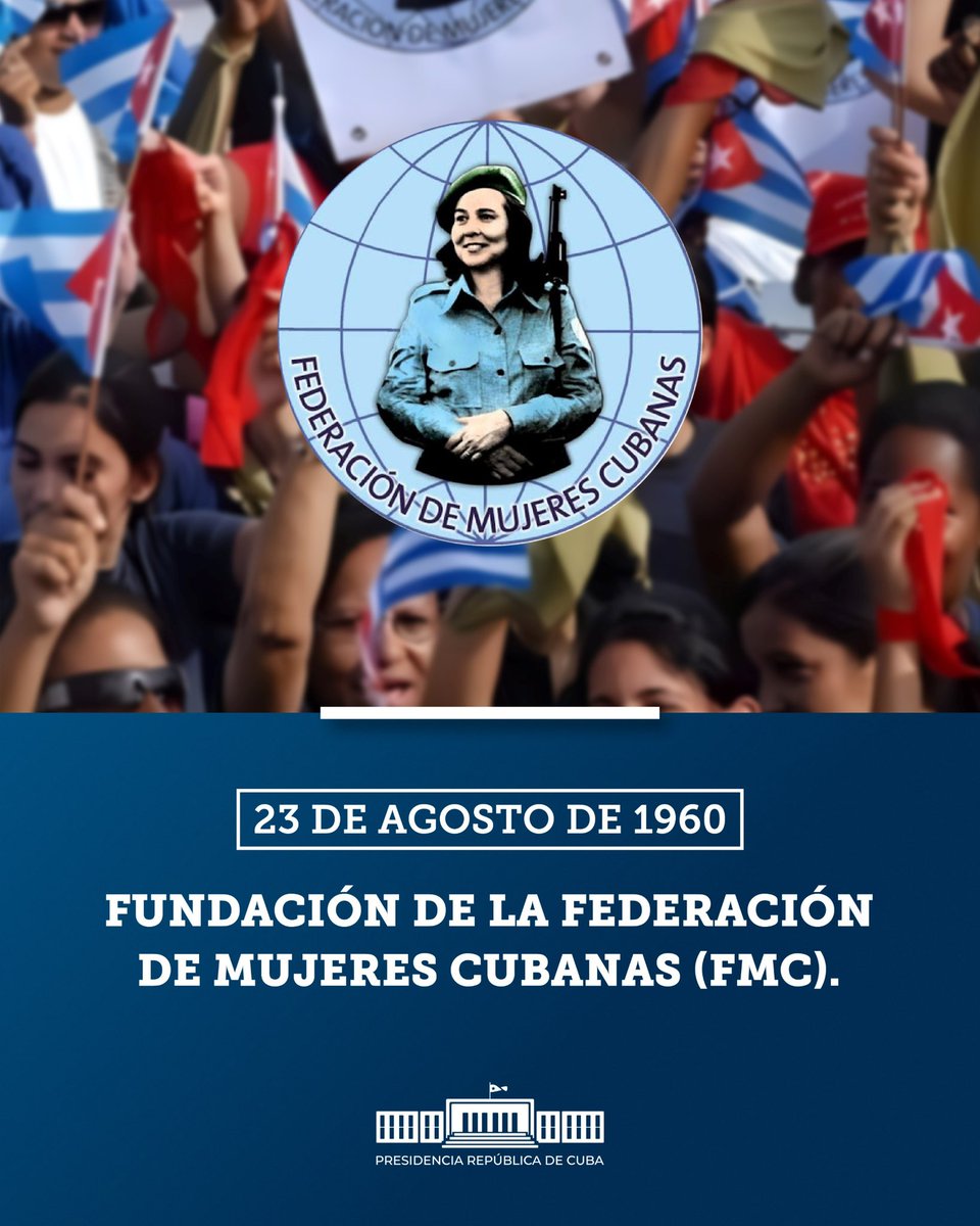 Fundada por su eterna Presidenta, la querida Vilma, junto a #Fidel y miles de mujeres de todo el país, la #FMC inició hace 64 años una Revolución dentro de la Revolución que no se detiene. Hoy sigue con el  Programa Nacional para el Adelanto de las Mujeres. Feliz día, compañeras.