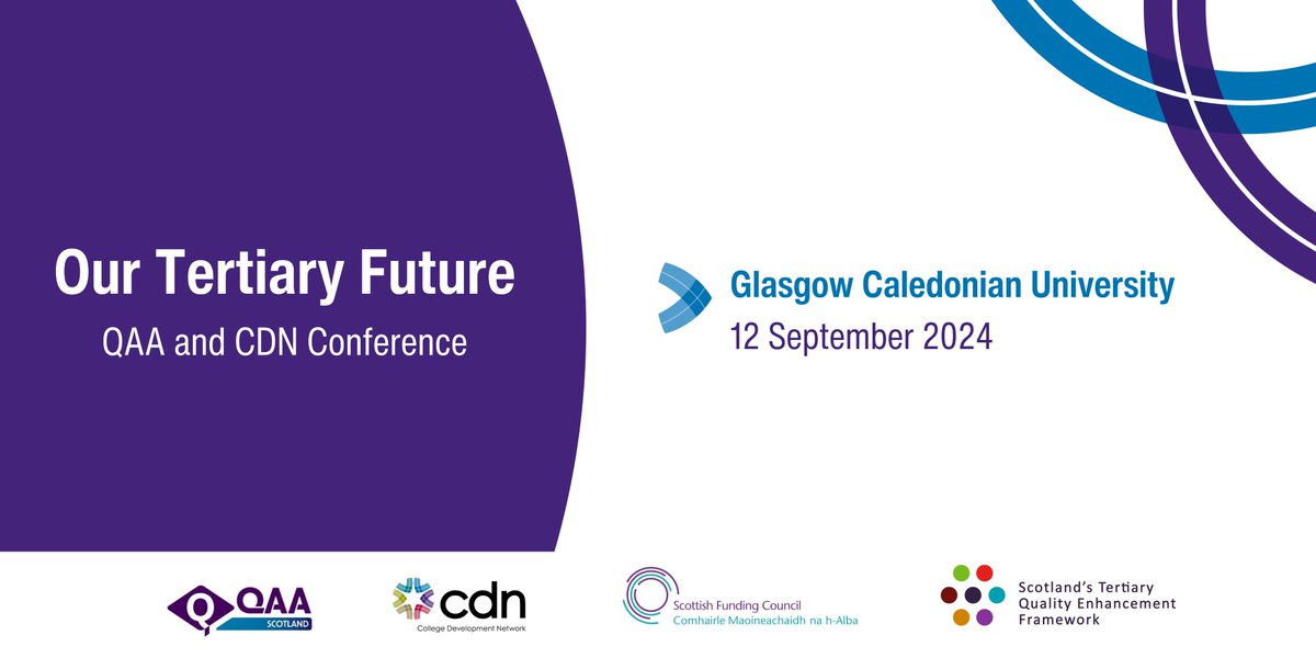 QAA Scotland (@qaascotland) on Twitter photo QAA and <a href="/ColDevNet/">CDN</a> are pleased to announce that registration is open for the ‘Our Tertiary Future’ conference on 12 September 2024 at <a href="/CaledonianNews/">Glasgow Caledonian University</a>.
Join us to discuss the evolving needs of learners, diverse learning experiences and quality outcomes: eventbrite.co.uk/e/our-tertiary… QAA and <a href="/ColDevNet/">CDN</a> are pleased to announce that registration is open for the ‘Our Tertiary Future’ conference on 12 September 2024 at <a href="/CaledonianNews/">Glasgow Caledonian University</a>.
Join us to discuss the evolving needs of learners, diverse learning experiences and quality outcomes: eventbrite.co.uk/e/our-tertiary…