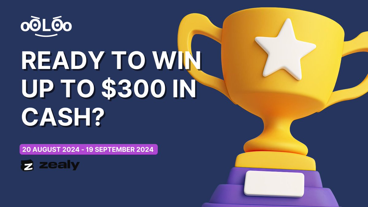 oOLOoHQ's tweet photo. Our first Zealy campaign is live on @zealy_io 

🏆Prize pool: $100    
🥇:$50 USDT 
🥈:$30 USDT 
🥉: $20 USDT

🌟 Remaining top 30 will enter a draw and 10 winners will be selected. Each winner will receive $20. 🌟
https://t.co/peb1xMQSTE
20 August - 19 September 2024

#ZealyQuests #Zealy #ZealyCampaign #giveaway
