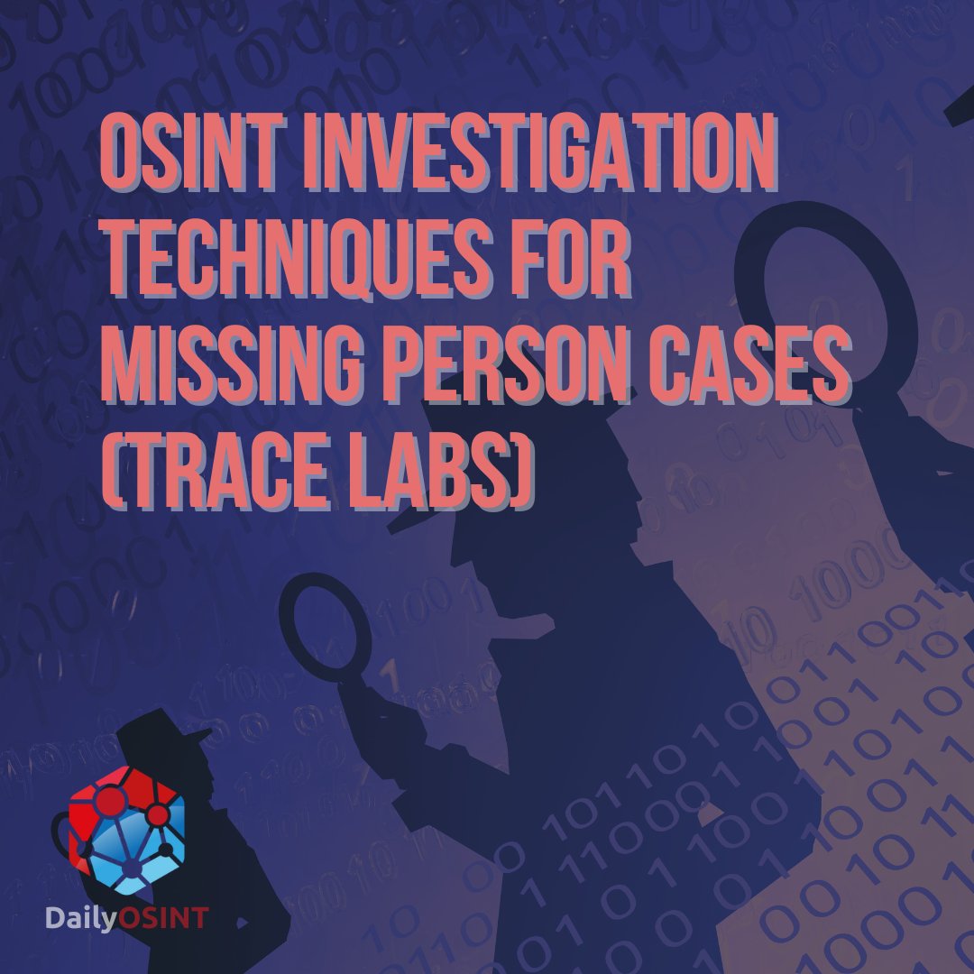 Daily OSINT (@dailyosint) on Twitter photo OSINT Investigation Techniques for Missing Person Cases (Trace Labs)
alexislingad.medium.com/osint-investig…
<a href="/AlexisLingad/">Alexis Lingad</a>
#OSINT #investigation #cybersecurity #intelligence #threatintel #infosec OSINT Investigation Techniques for Missing Person Cases (Trace Labs)
alexislingad.medium.com/osint-investig…
<a href="/AlexisLingad/">Alexis Lingad</a>
#OSINT #investigation #cybersecurity #intelligence #threatintel #infosec