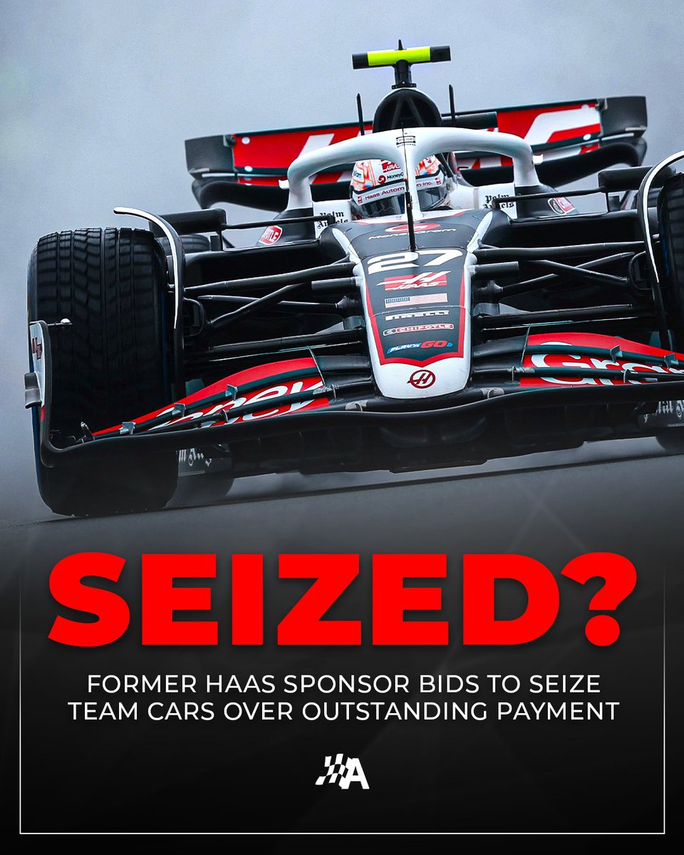 autosport's tweet photo. Former Haas sponsor Uralkali has made a bid in the Dutch courts to seize the F1 team's assets – including cars and other equipment - over an outstanding payment 😬 

FULL STORY ✍️: https://t.co/q1nbf07gg3 https://t.co/TW5PR0d74y