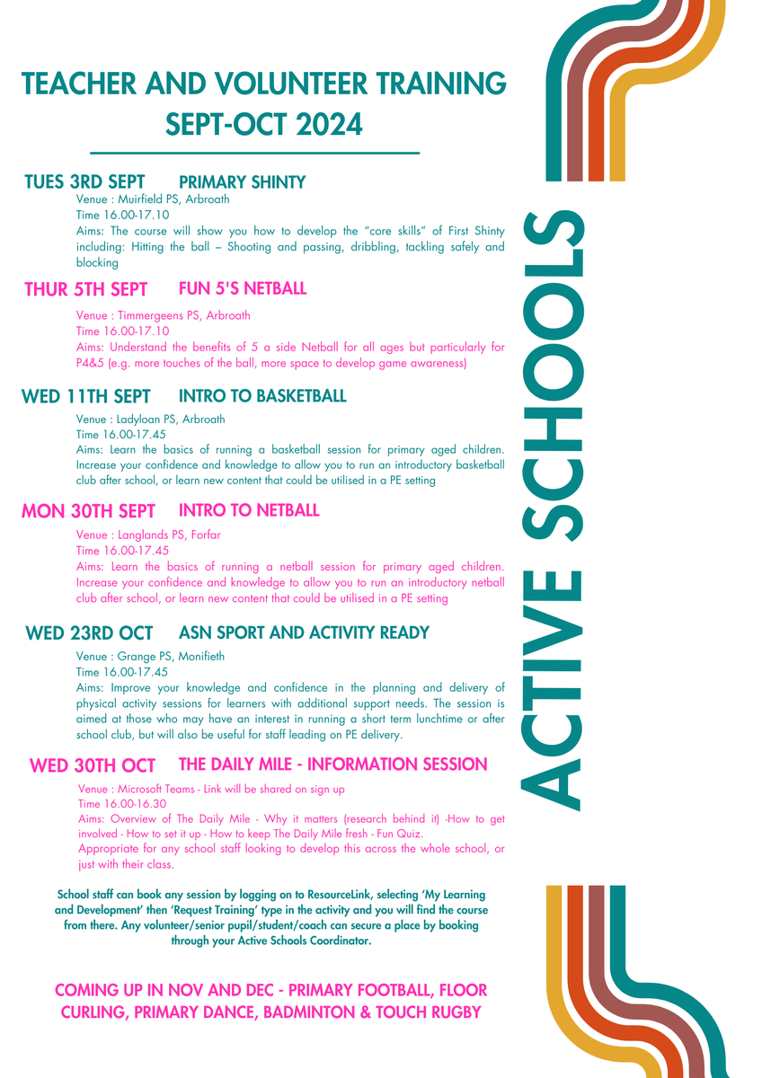 ActiveSchAngus's tweet photo. Are you a teacher, family member, student or senior pupil interested in helping with an after school primary club. We are running a series of workshops in various activities, to give you the confidence, knowledge and some resources to help. More details here ⬇️ https://t.co/CcboO9avdH