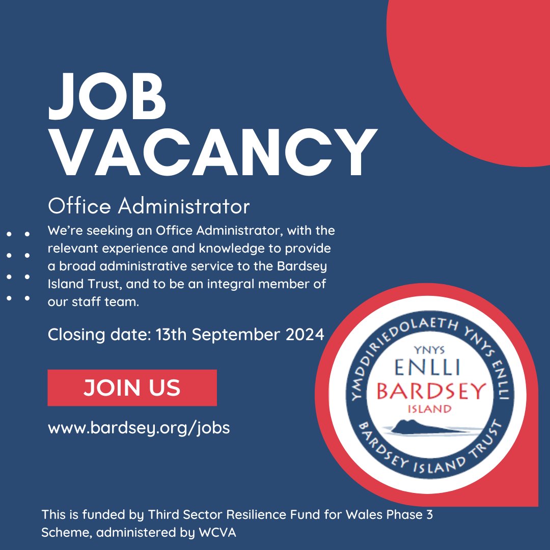 ❤️Go for it!💙

Email a cover letter and your CV to us.

post@enlli.org

Re-tweet please.

#jobs #ynysenlli #enlli #administrator #yswnt #swntenlli #staff #penllyn #ynys #apply #join #bardsey #bardseyisland #island #llynpeninsula