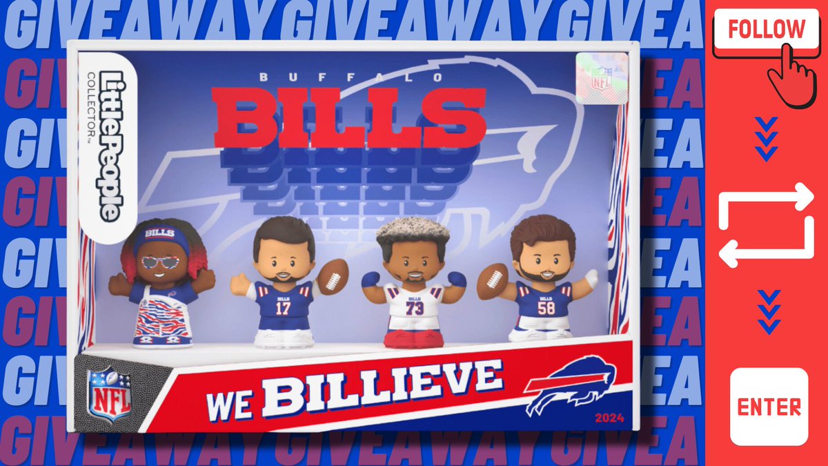 ZbotTweets's tweet photo. 🎉🎉LITTLE PEOPLE GIVEAWAY🎉🎉

I’m GIVING AWAY the NEW LITTLE PEOPLE SET to a random member of #BillsMafia 

To ENTER, simply RT THIS POST‼️

Make sure to follow me so I can DM you‼️

*Winner announced before kickoff on 9/8* https://t.co/VvbHhUv0C3