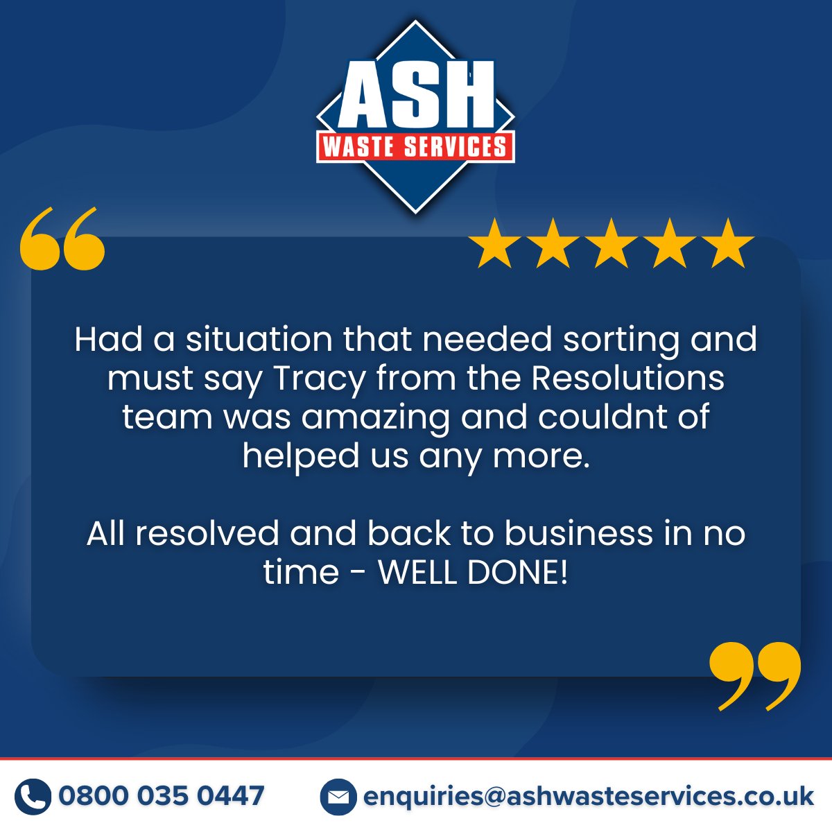 Just like any business, challenges may arise, but we are always here to support our customers ⭐ 

#wastemanagement #customerfeedback #positivefeedback #wastemanagementsolution #wastedisposal #wasteindustry #recyclingindustry #recycling #customerservice #northwest