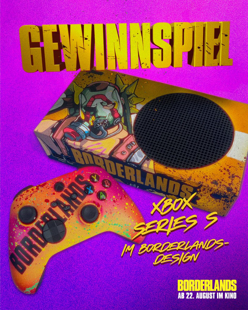 🚨 Gewinnspiel 🚨

Zum Kinostart von Borderlands könnt ihr diese schicke Custom Xbox Series S mitsamt Controller gewinnen.
. . . 
So macht ihr mit:
1. <a href="/XboxDACH/">Xbox DACH</a> folgen ✅
2. Tweet liken + RT ❤️🔁
. . .
Borderlands jetzt im Kino.

TNB 👉 xbox.com/de-DE/promotio…