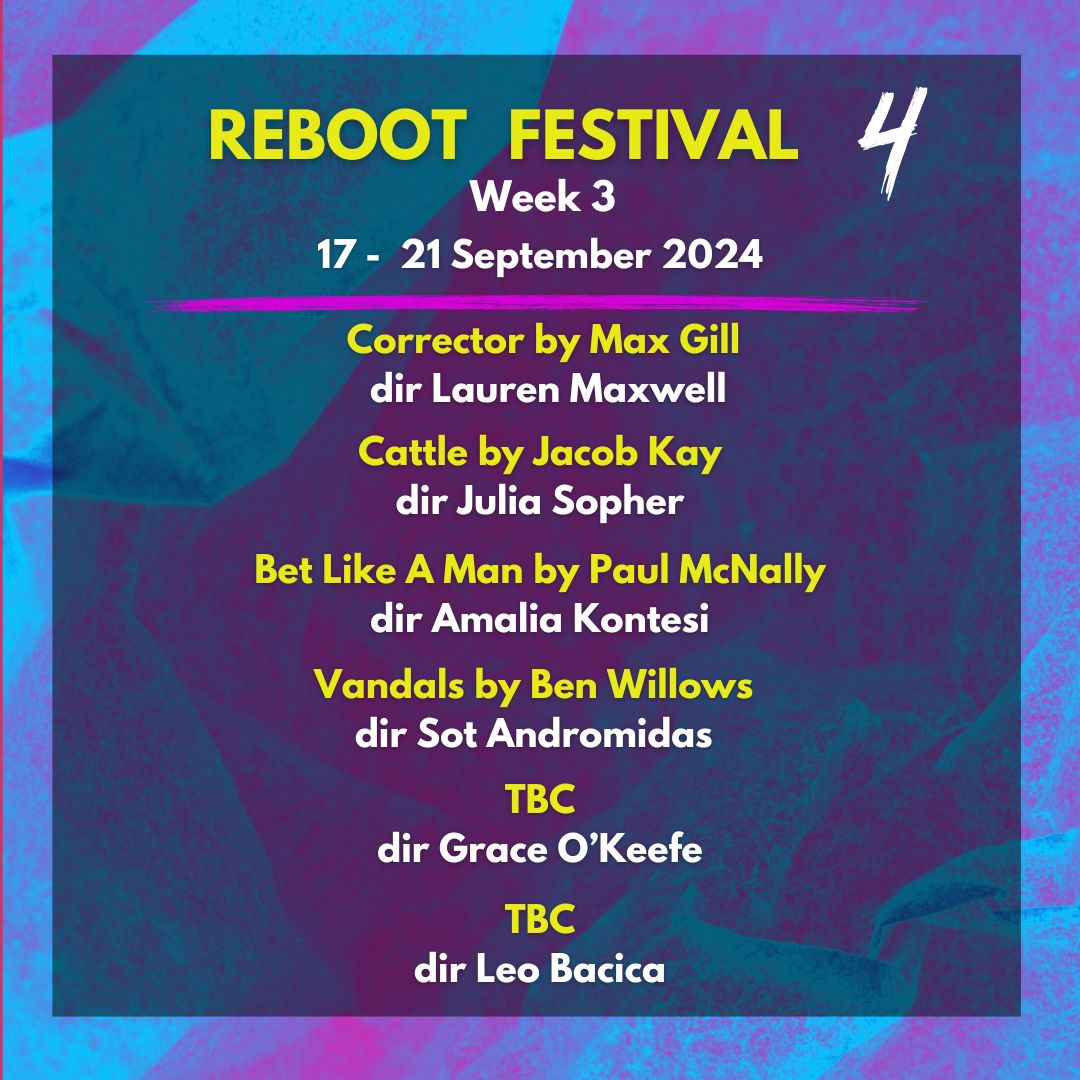 Say 'Hello' to our fantastic Reboot 4 lineup full of imaginative, personal, political, and magical short plays from around the UK and the world.

Join us from 3 - 21 September for three different lineups!

Tickets are on sale now! buff.ly/3M4YZUF 

@kiboproductions