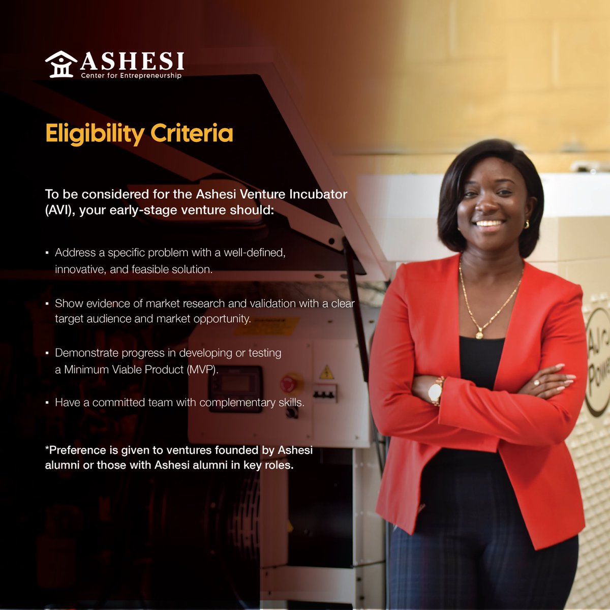 ace_ashesi's tweet photo. Calling all Ashesi early-stage alumni entrepreneurs! 
Apply for the Ashesi Venture Incubator to enjoy 12 months of personalized coaching, access to capital, professional services and networking opportunities.

Apply here: https://t.co/Rx4UmiewbC

#AshesiEntrepreneurs #AtAshesi https://t.co/HFnQxVzCfS