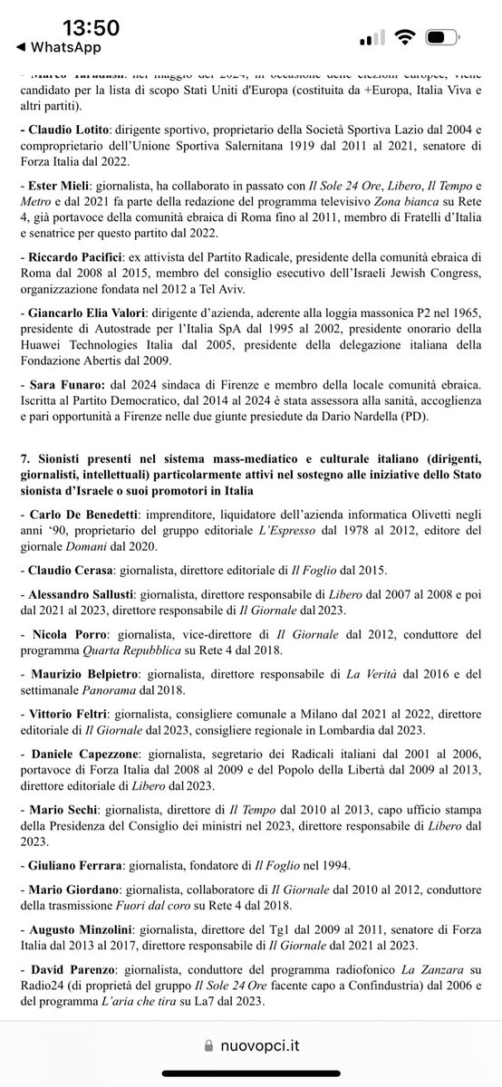 Donzelli's tweet photo. La sinistra del (nuovo) Partito Comunista arriva a stilare liste di proscrizione contro ebrei e amici di Israele. Imprenditori, decine di giornalisti e politici di vari schieramenti, tra cui la senatrice di Fratelli d’Italia Ester Mieli, sono additati come i nemici contro cui scagliarsi. 
Una incitazione razzista alla violenza inaccettabile, con tanto di obiettivi in carne ed ossa identificati. 
Nessuno resti in silenzio. 
Tutti devono condannare. 
Schlein, Conte e Fratoianni prendano le distanze esplicite dai rigurgiti di comunismo e antisemitismo. 

Nel frattempo leggo nel pericoloso e delirante comunicato del Partito Comunista che la loro ricerca non è finita. Continueranno a cercare amici di Israele, gli semplifico il lavoro: aggiungete me. 
Difenderò sempre il diritto di Israele di esistere in sicurezza e sarò sempre avversario di comunisti e antisemiti.