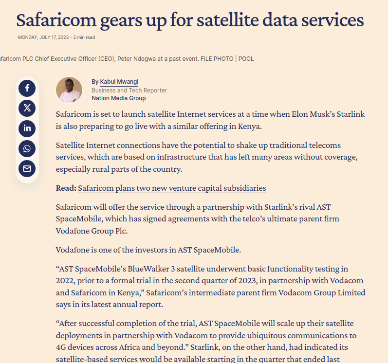 komu_wairagu's tweet photo. safcom signed a satellite deal with a company that only has 3 satellites in orbit against one with 6k. And of the 3 one seems to have 'fallen' from the skies. https://t.co/Xxon2iLDRD