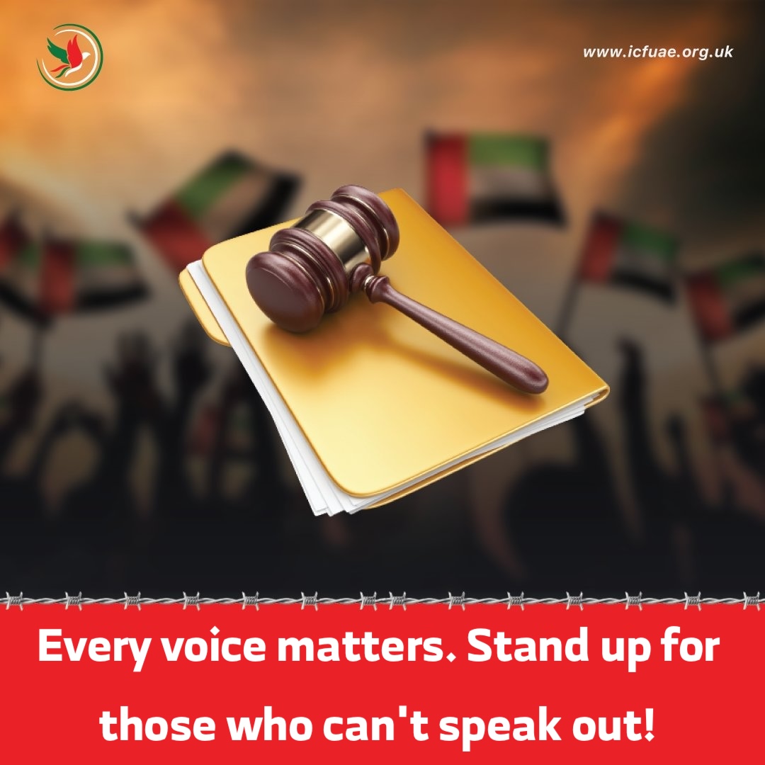 Every voice matters. Stand up for those who can't speak out!

#UAE
#Human_Rights
#UAE84
#FreeThemAll
#ICFUAE