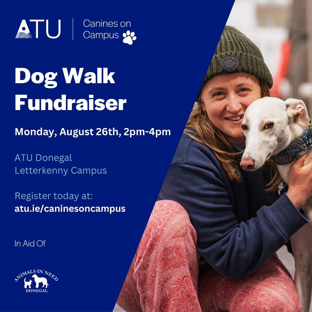 ATU Donegal (@atudonegal_) on Twitter photo 📢 REMINDER 📢
🥰Our Canines on Campus Dog Walk Fundraiser takes place this Monday, August 26th (National Dog Day)!
🐶 Please help us support Animals In Need Donegal.
🐕 Check out all the details here 👉 atu.ie/caninesoncampus
#ATUK92024
<a href="/ANIMALSINNEEDIE/">ANIMALS IN NEED</a> 📢 REMINDER 📢
🥰Our Canines on Campus Dog Walk Fundraiser takes place this Monday, August 26th (National Dog Day)!
🐶 Please help us support Animals In Need Donegal.
🐕 Check out all the details here 👉 atu.ie/caninesoncampus
#ATUK92024
<a href="/ANIMALSINNEEDIE/">ANIMALS IN NEED</a>
