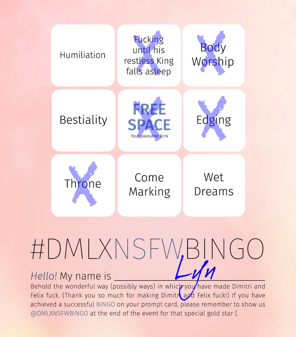 a few hours late l-lol but here is my #dmlxnsfwbingo entry! i meant to do two but time got away from me. this will do! thank you for the lovely prompts <a href="/dmlxNSFWbingo/">Let's Get Dimilix Freaky!</a>! Felix tells Dimitri to use him as he sees fit, if only he will GO TO SLEEP. #dimilix

archiveofourown.org/works/58396561