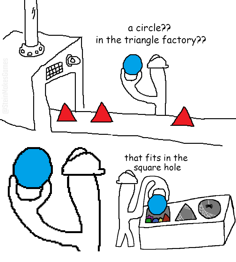 SteinMakesGames's tweet photo. Life is full of square hole situations https://t.co/WkVpXHx9O3