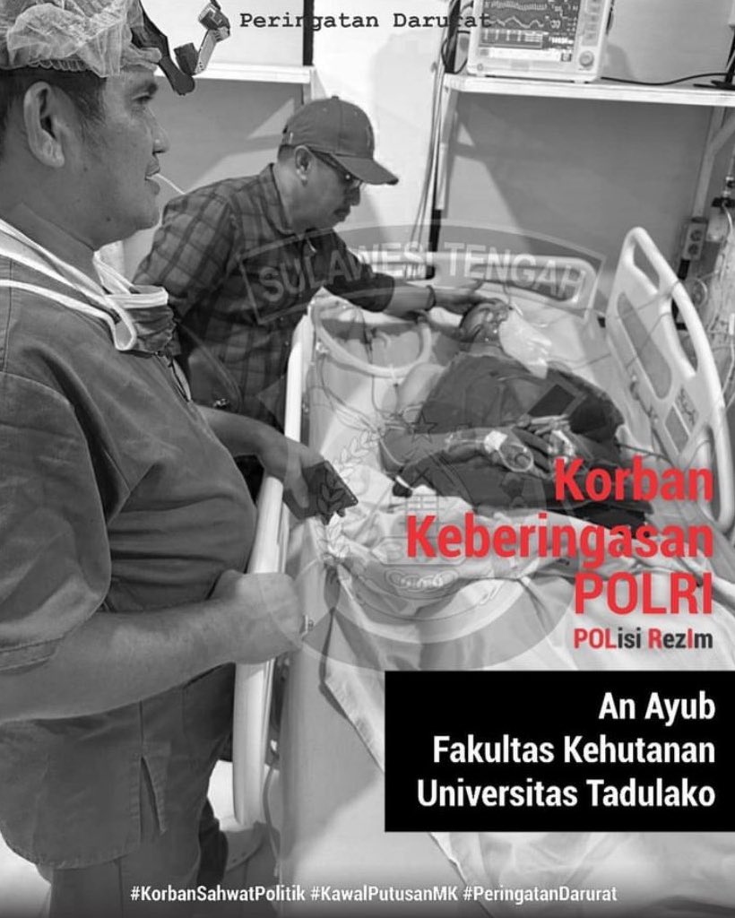 Tindakan represif terus berlanjut, korban terus berjatuhan, hanya karena rakyat menuntut keadilan dan menyampaikan suara mereka. 🥀

#KawalKeputusanMK
#PanjangUmurPerjuangan
