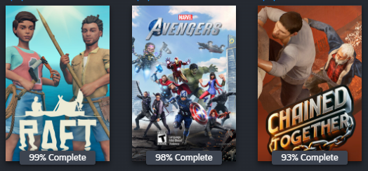 DukeofHoth's tweet photo. After a somewhat slow two months, only getting three 100%'d games, I'm close to finishing four more games... Raft, Avengers, Chained Together, and Borderlands 2. I don't know if I can 100% Chained Together, but I will the other three. https://t.co/NXqEhQQX8Z
