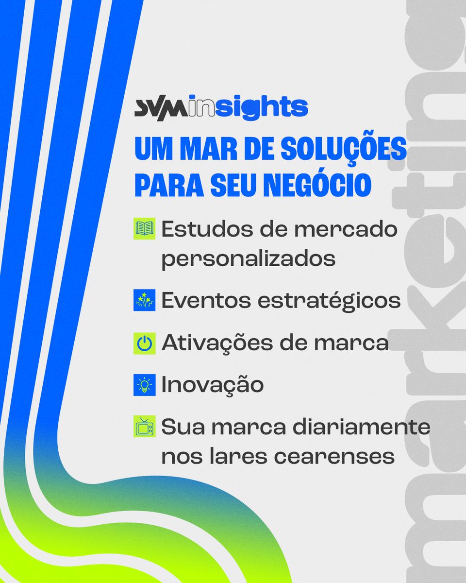 Somos o farol para sua estratégia 💡

Com ferramentas para implementar ações institucionais, comerciais e promocionais, o SVM Insights fornece soluções multiplataformas e crossmídia para uma comunicação assertiva ✨

Anunciar com o SVM é estar na casa de 100% dos cearenses 💥