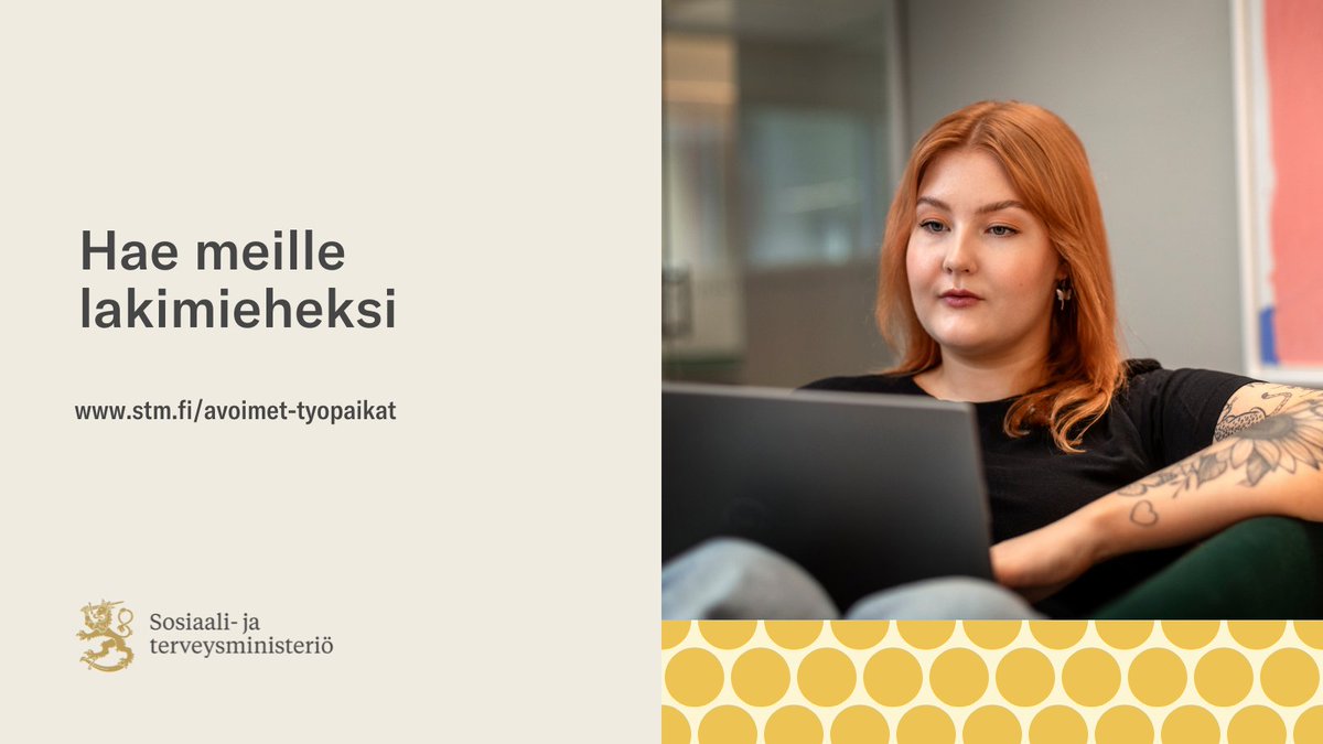 Lakimies, tule meille töihin!

Työssä pääset työstämään sosiaali- ja terveydenhuollon ammattihenkilöitä koskevaa uudistusta sekä mm. asiakas- ja potilasturvallisuutta koskevaa lainsäädäntöä.

Lisätietoja:
🔗 valtiolle.fi/fi/tyopaikat/l…

#rekry