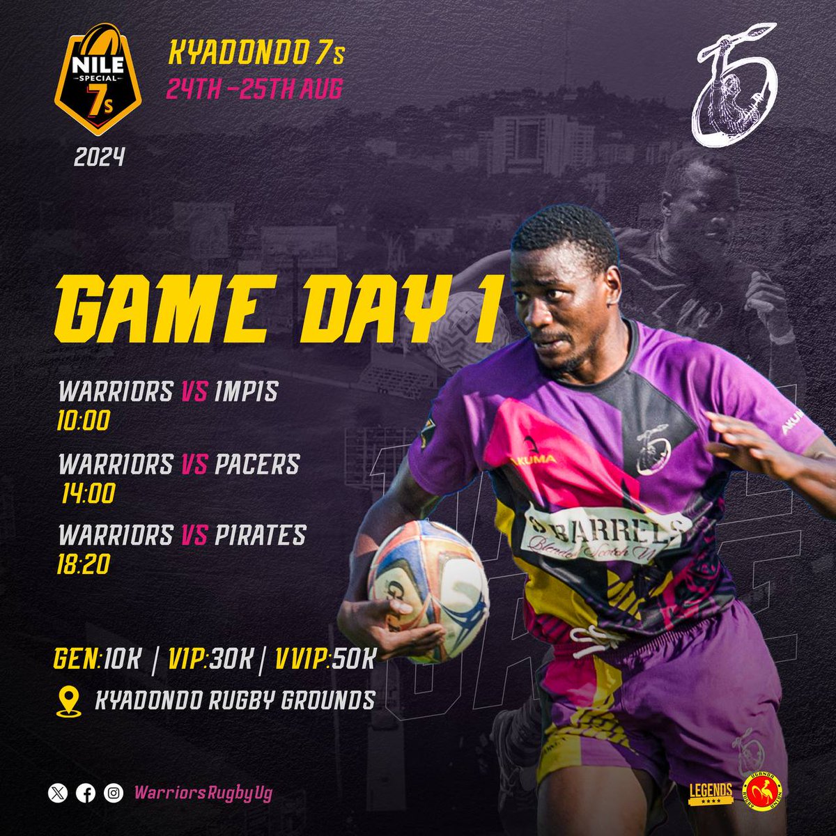 🚨16 hours to Kyandondo 7s 💜
📋 Here's a glance at Day 1's Hunt

🔸📍Kyadondo Rugby Grounds
🔸🎟 10K Gen.
🔸 A two-day stretch Expedition 

Buckle up for a Hunt like no other. Don't miss out💪

#HandsUpForTheRealWarriors
#PinkBoyRugby
#NileSpecial7s
#Kyadondo7s