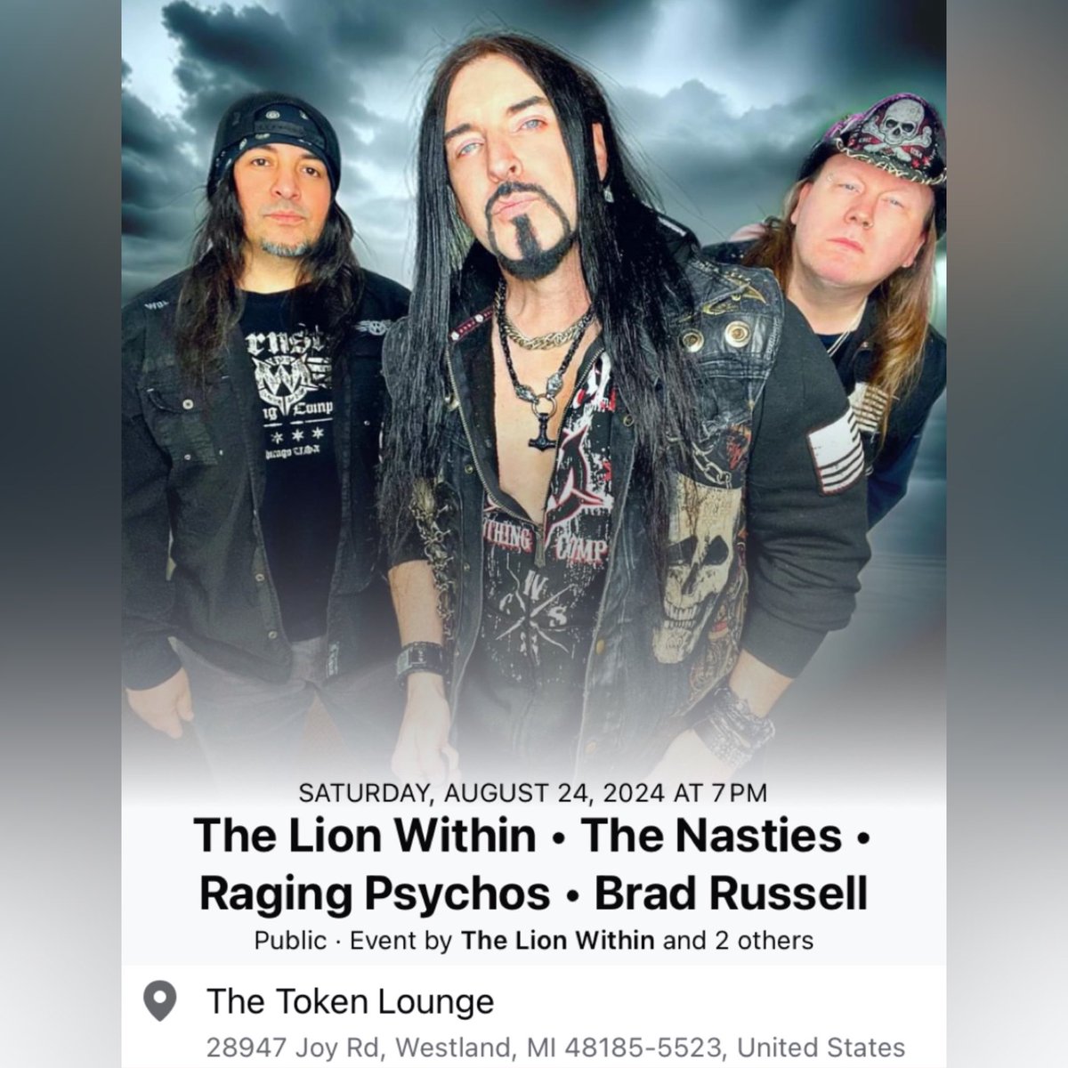 jasoncaine's tweet photo. Westland, MI! This Sat 8/24 The Lion Within Headlines at The Token Lounge!

wsg’s The Nasties (feat. Steve Firneno)• Raging Psychos • Brad Russell

Doors 7pm/18 &amp; over!

The Token Lounge
28947 Joy Rd. Westland Michigan 

#thelionwithin #thetokenlounge #tokenloungedetroit https://t.co/ajNzRknNbk