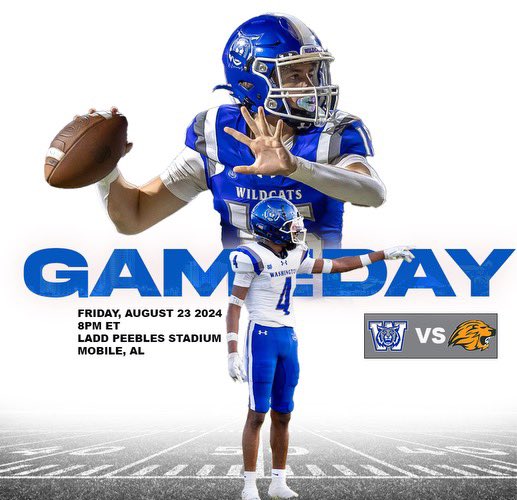 BookerTFB's tweet photo. Wake up‼️ It’s Game Day!!

Week 1! Bay to Bay Series! 
Pensacola | Mobile
🎟️ https://t.co/WjpukRBGx2
📍 Ladd Peebles Stadium 
📅  August 23rd
⏰ 7:00 pm

#BuiltByBookerT #FAMILY 🌊🦾🔵⚪️
#HuntWithWildcats #RecruitBookerT https://t.co/BKLpLzRrta