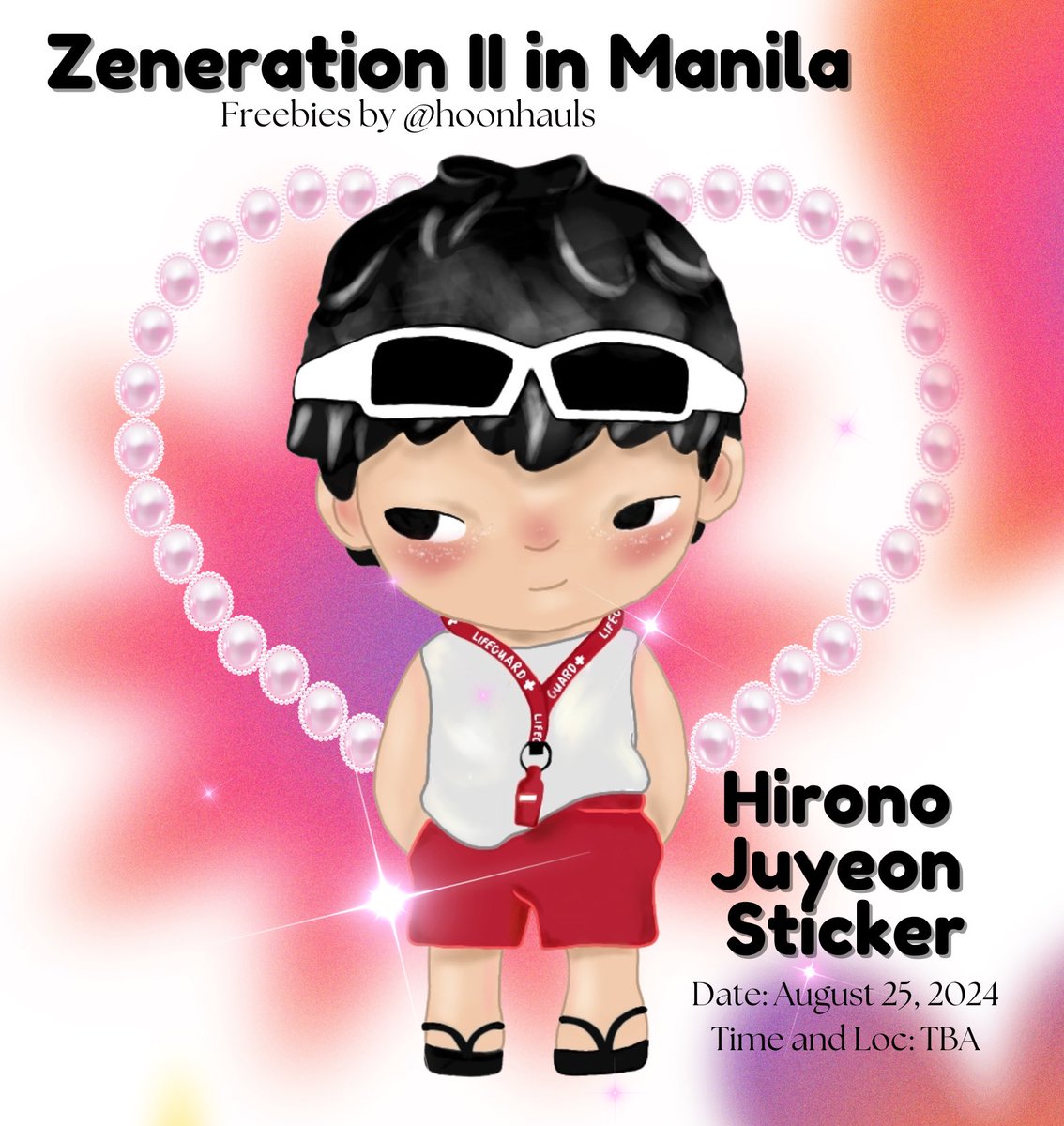 sticker freebies for #ZENERATION2_MNL !!

ೃ⁀➷ hirono lifeguard juyeon sticker

✮ august 25, 2024
✮ time and loc tba (most likely after lunch)
✮ 1:1 (limited quantity)
✮ like and rt (optional: follow)
