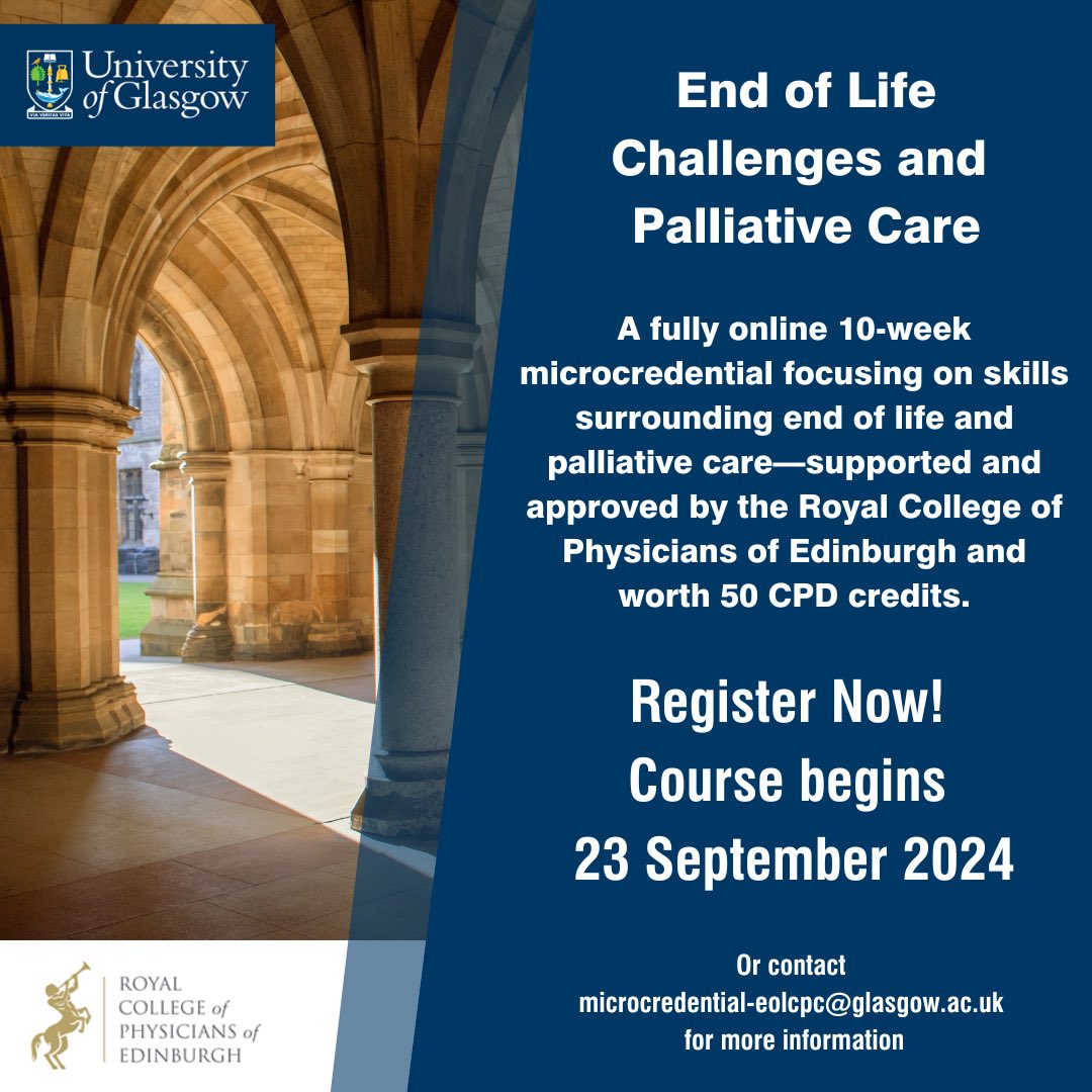End of Life Studies (@endoflifestudy) on Twitter photo “A profoundly illuminating and mind-opening course. It has made me see death and dying through many new perspectives” - Dr Caroline Whitton, consultant physician, UK
Register now - starts 23 September: ➡️ futurelearn.com/microcredentia…
Supported by <a href="/RCPEdin/">Royal College of Physicians of Edinburgh</a> “A profoundly illuminating and mind-opening course. It has made me see death and dying through many new perspectives” - Dr Caroline Whitton, consultant physician, UK
Register now - starts 23 September: ➡️ futurelearn.com/microcredentia…
Supported by <a href="/RCPEdin/">Royal College of Physicians of Edinburgh</a>