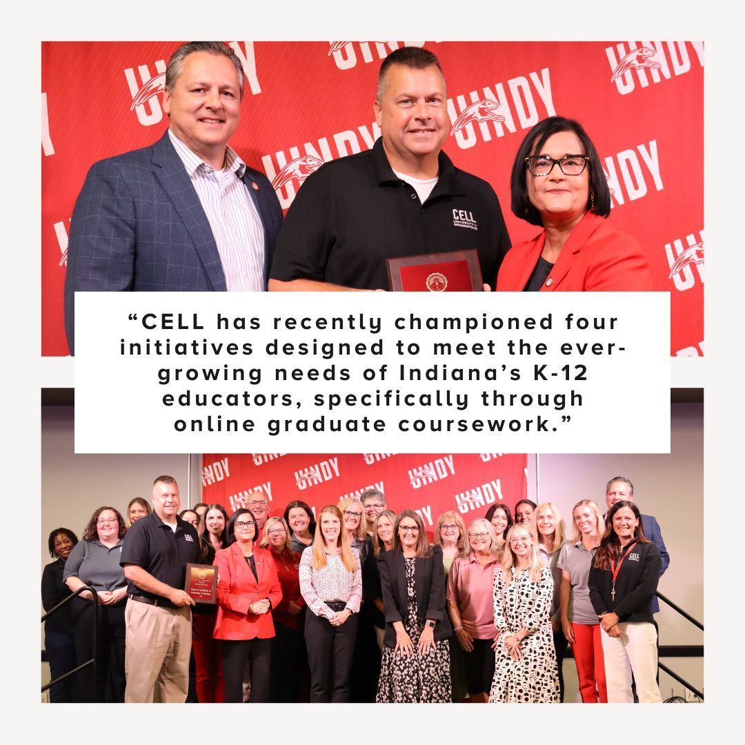 CELLuindy's tweet photo. CELL was honored to receive the Collaborative Spirit award during the 2023-2024 @uindy Faculty &amp; Staff Achievement Awards based on our commitment to meeting the needs of Indiana's K-12 educators.

https://t.co/2UXiBY8z3k https://t.co/9AhLjZ9wu8