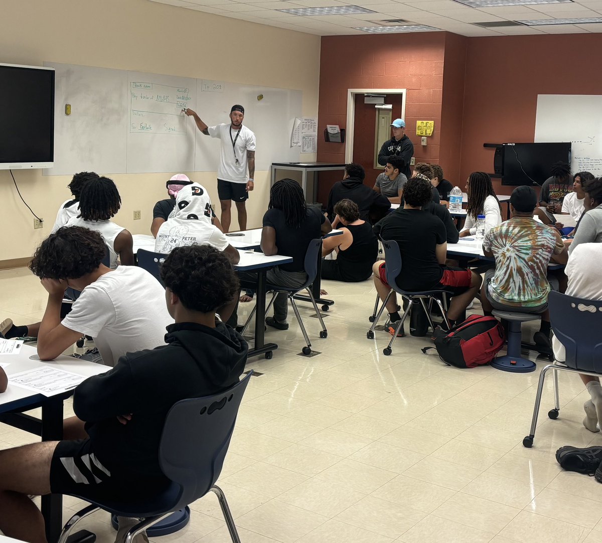 Coach Amoroso going over how to write a check and calculate a tip! #lifeskills