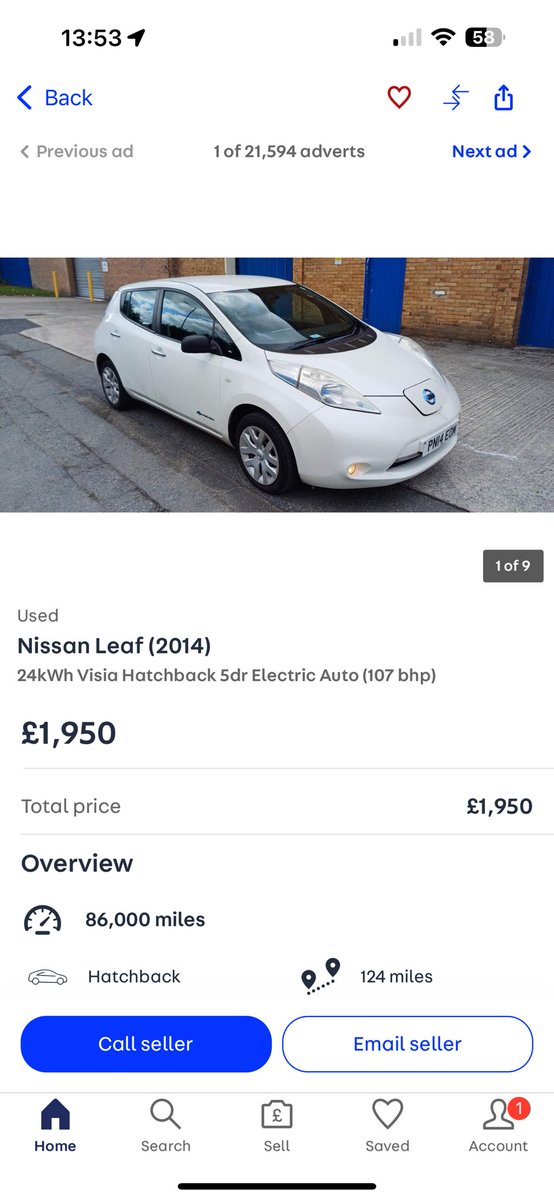 graeme_cobb's tweet photo. 🚨Used EVs Under £2,000🚨
2014 Nissan Leaf Visia 24 kWh with 86k miles, some dents and a short MoT, but it’s on sale at £1,950 🤩⚡️⚡️🤩
https://t.co/dGfmxM0IqN
2012 Peugeot iOn 16 kWh with 67k miles, 12 months MoT for £1,999 🤩⚡️⚡️🤩
https://t.co/ImPbCLq0FI
#CheapEV https://t.co/jQFxlLuFqp