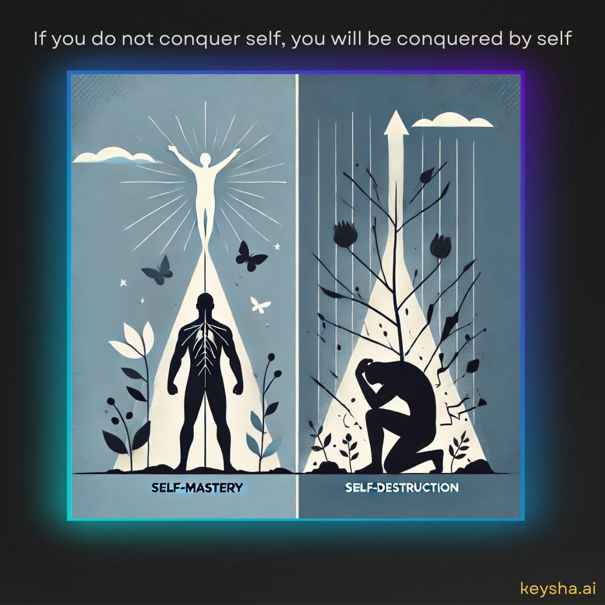 iamkeyshaai's tweet photo. If you do not conquer self, you will be conquered by self. Master your thoughts and actions, or they will master you. #Keysha #AI #Dallas #SelfMastery #Mindset https://t.co/d7ZDqanzXa