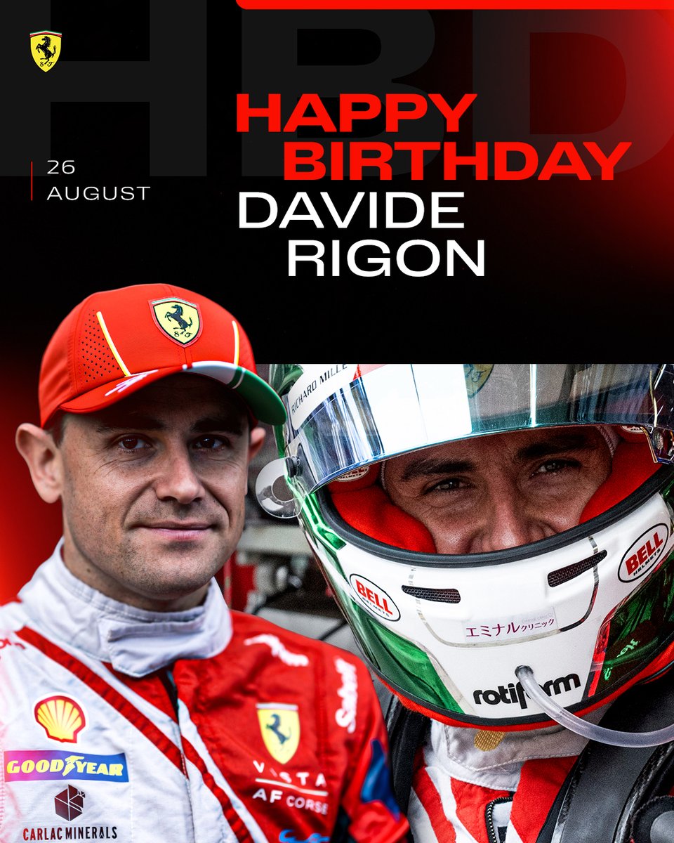 Ferrari Races (@ferrariraces) on Twitter photo A birthday and a race week for Davide Rigon 🥳
Send him your wishes below 👇
<a href="/rigondavide/">Davide Rigon</a> #FerrariRaces A birthday and a race week for Davide Rigon 🥳
Send him your wishes below 👇
<a href="/rigondavide/">Davide Rigon</a> #FerrariRaces
