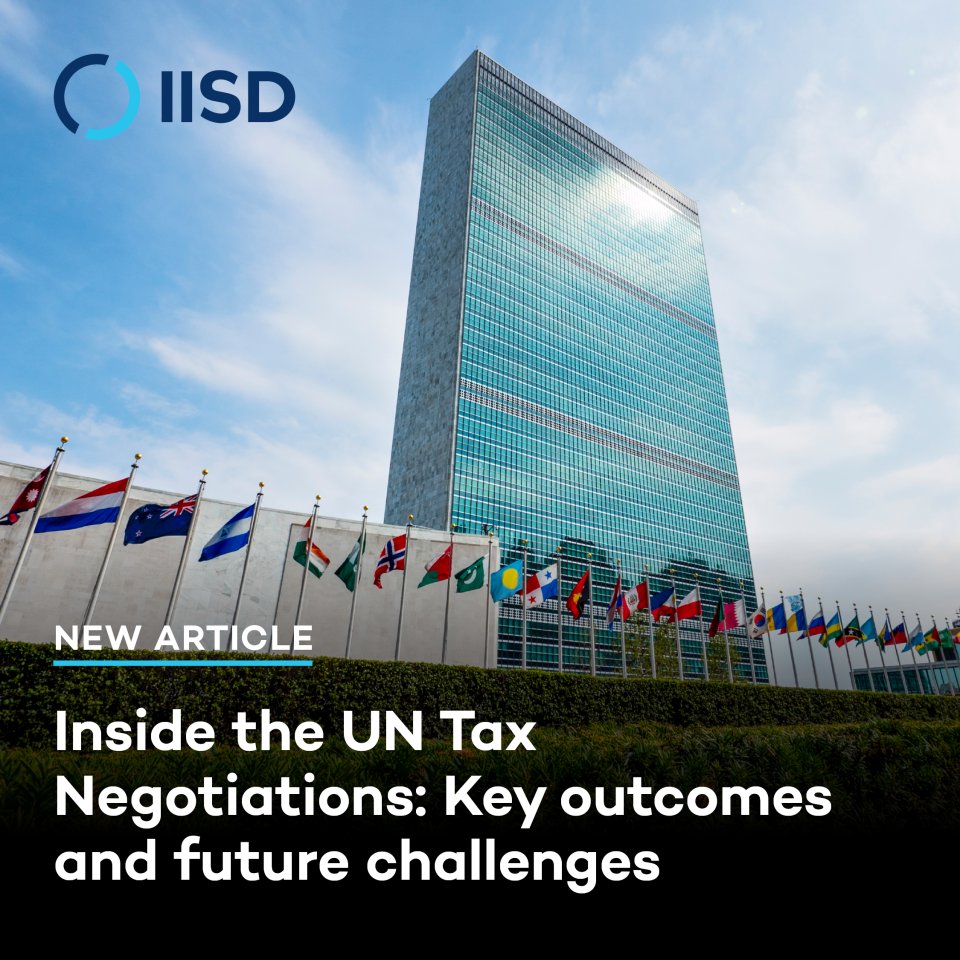 IISD (@iisd_news) on Twitter photo A key milestone has been reached as the <a href="/UN/">United Nations</a> continues efforts to create a new international tax framework.
But there’s a lack of consensus from some major economies. <a href="/IISD_ELP/">IISD Economies</a>’s <a href="/KudzaiMataba/">Kudzai Mataba</a> explains what you need to know.
#UNTaxConvention
🔎 bit.ly/3XhUIUB A key milestone has been reached as the <a href="/UN/">United Nations</a> continues efforts to create a new international tax framework.
But there’s a lack of consensus from some major economies. <a href="/IISD_ELP/">IISD Economies</a>’s <a href="/KudzaiMataba/">Kudzai Mataba</a> explains what you need to know.
#UNTaxConvention
🔎 bit.ly/3XhUIUB