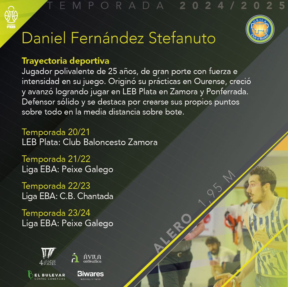 Óbila Club de Basket (@obila_com) on Twitter photo 🗞️ FICHAJE #TerceraFEB
Calidad contrastada y mucha experiencia pese a su juventud son, junto a otras muchas, cualidades que Daniel Fernández Stefanuto aportará a la plantilla y agradarán a la #MareaVerde
Un placer contar con Dani en este proyecto
Bienvenido! <a href="/Dani_Stefanuto7/">Dani Stefanuto</a> 🗞️ FICHAJE #TerceraFEB
Calidad contrastada y mucha experiencia pese a su juventud son, junto a otras muchas, cualidades que Daniel Fernández Stefanuto aportará a la plantilla y agradarán a la #MareaVerde
Un placer contar con Dani en este proyecto
Bienvenido! <a href="/Dani_Stefanuto7/">Dani Stefanuto</a>