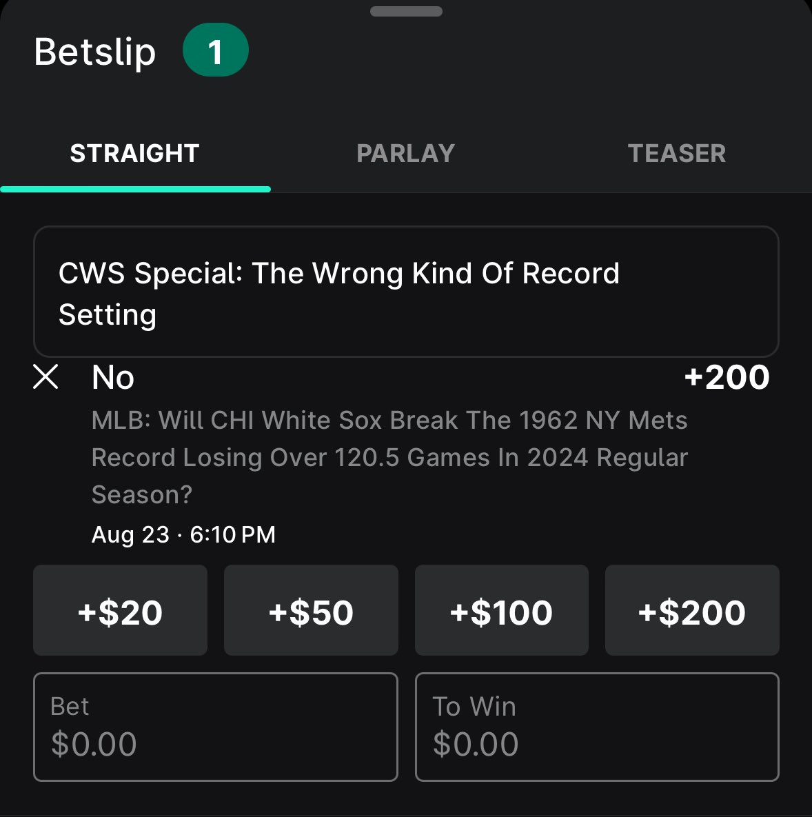 EVIowa_'s tweet photo. Haven’t posted in awhile but here’s a great one.
FD, B365, MGM are at 40.5 for wins favoring the over (-144/+110, -130/+100)
DK yesterday was at 42.5 (+125/-160)

The White Sox’s would need to win 42 games for the “No” side to win.

I’m in for 3 units.

(This has shifted to +190) https://t.co/PUj31UmyOj