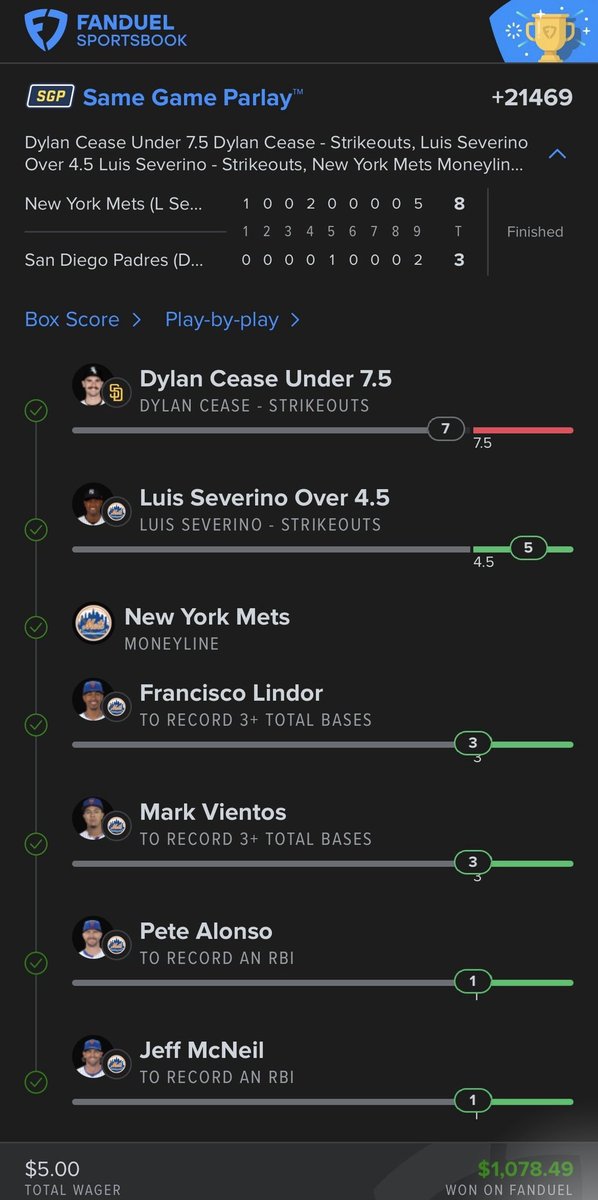 OffsidesDefense's tweet image. Mets for the win +21469 💰 run it back again?
