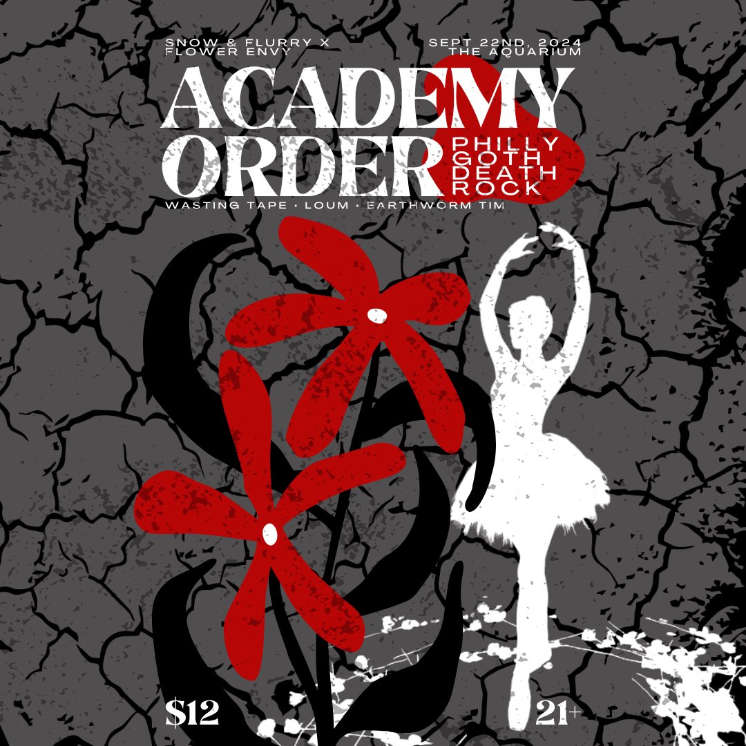 NDpunkhc's tweet image. Philly based gothic punk death rock powerhouse Academy Order coming to Fargo September 22nd at The AquariumThey are joined by Wasting Tape, Loum, & Earthworm Tim!
Downtown Fargo at The Aquarium
Snow Flurry x Flower Envy Collective presents
7pm Doors • 8pm Music • $12 • 21+