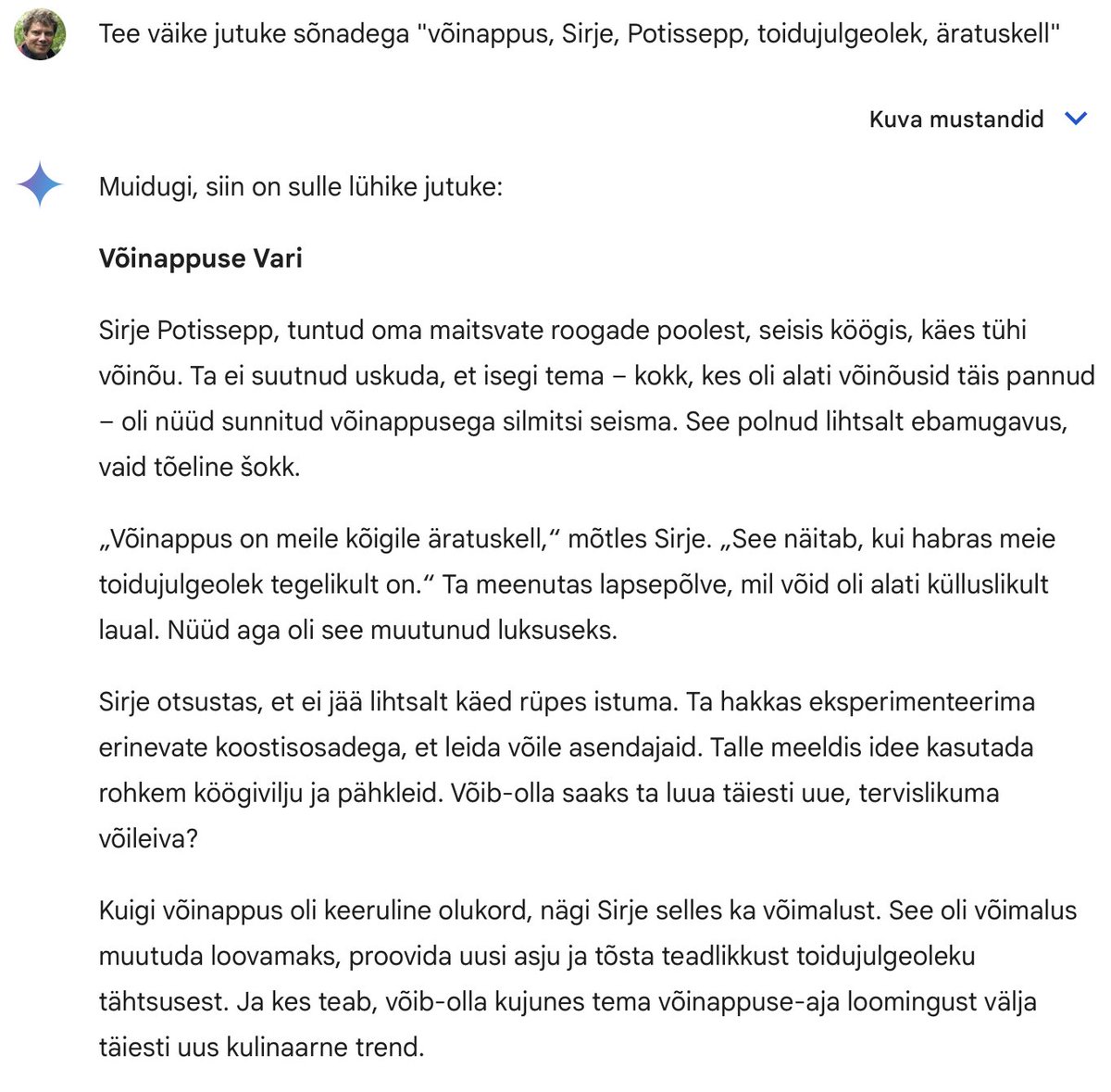 Lühijutt "Võinappuse vari"