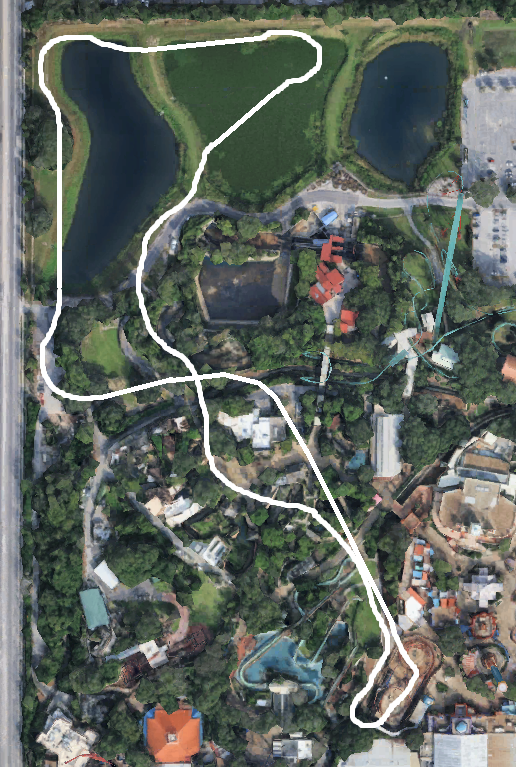 nkbvr's tweet photo. @steve_exotic @bhags38 @TP_Guides They could always just use the Scorpion plot as the station/queue/brake run/maintenance shed with the layout heading NW to the back corner of the park and back. Very very rough drawing via Paint to give you an idea. https://t.co/2PMVlBdWwC