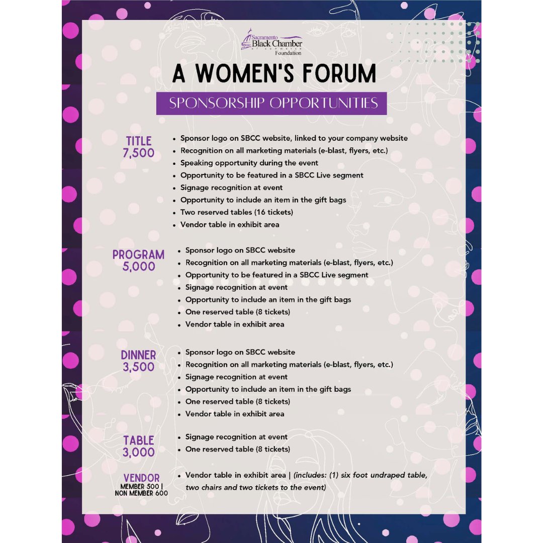 Showcase your incredible products and services to a dynamic audience by getting a sponsorship with us at a Women's Forum: Connecting the Dots. This is your moment to spotlight your women-owned business!  ow.ly/K6q550T4zI9

 #WomenInBusiness  #SponsorshipOpportunity