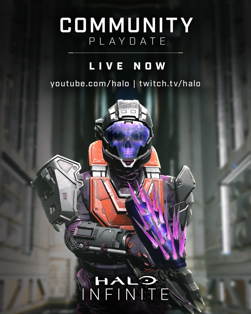 Halo's tweet image. Headhunters, assemble 💀 
 
We&apos;re on the prowl in the Headhunter playlist for our #HaloFleetcom Community Playdate. 

Collect your skulls and seize the opportunity to earn the elusive Unicorn of Ice rewards! 🦄
 
🟣 twitch.tv/Halo 
🔴 youtube.com/Halo/live