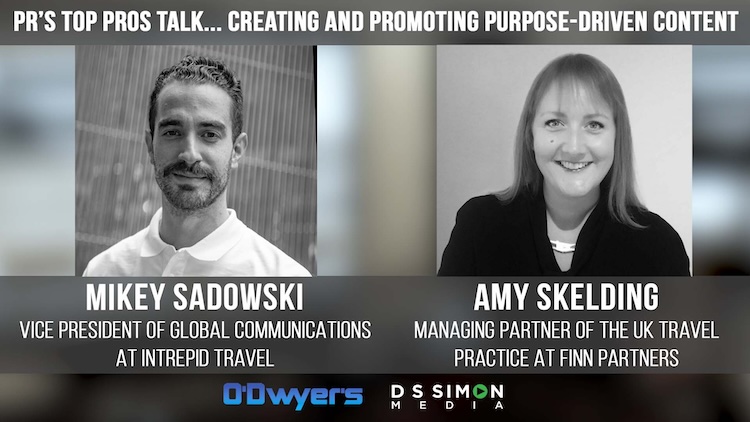 O'Dwyer's PR News (@odwyerpr) on Twitter photo Mikey Sadowski, VP of global comms at <a href="/Intrepid_Travel/">Intrepid Travel</a>, and Amy Skelding, mng. partner of the UK Travel Practice at <a href="/FINNPartners/">FINN Partners</a>, discuss the critical role of purpose-driven content, local storytelling, and PR's role in crafting and promoting authentic brand narratives with Mikey Sadowski, VP of global comms at <a href="/Intrepid_Travel/">Intrepid Travel</a>, and Amy Skelding, mng. partner of the UK Travel Practice at <a href="/FINNPartners/">FINN Partners</a>, discuss the critical role of purpose-driven content, local storytelling, and PR's role in crafting and promoting authentic brand narratives with