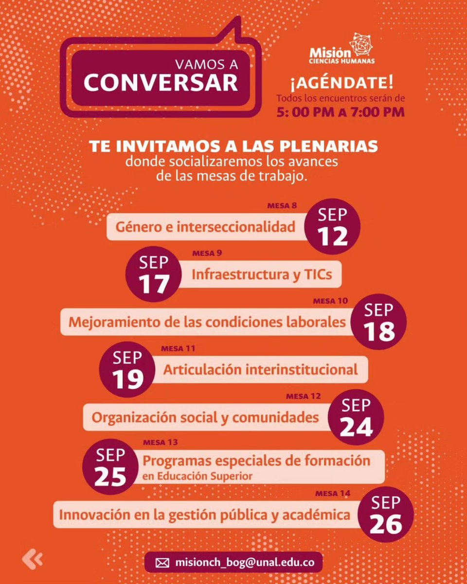 mchumanas's tweet photo. 👉 Les invitamos a las plenarias en las que socializaremos las propuestas de lineamientos para la política pública que necesitamos.🇨🇴

📌 Empezaremos el 28 de agosto de 5 PM a 7 PM, 

📆 ¡Agéndate! https://t.co/ZXc3T5lWpQ
