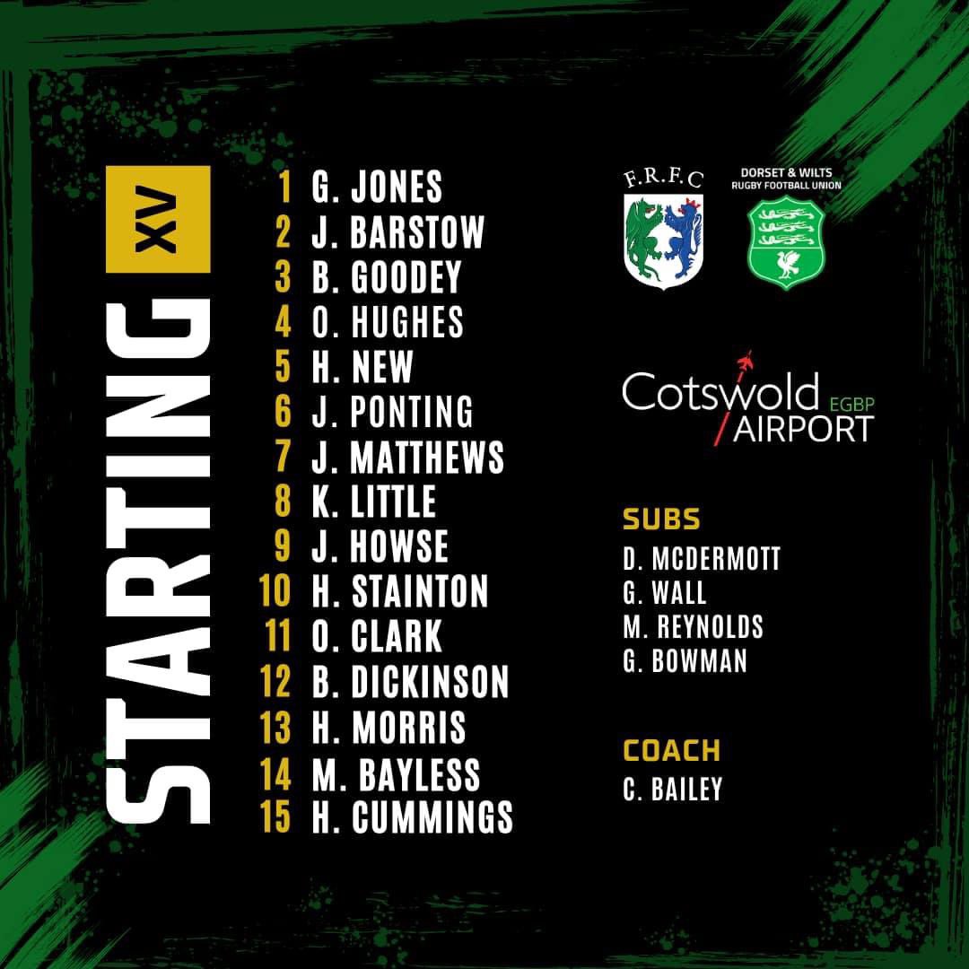 FairfordRFC's tweet photo. Match Day Line-up

🏟️ Venue: Supermarine RFC
🕒 Kick-off: 19:30 PM
📅 Date: 23rd August 

#fairfordrugby #greenaarmy https://t.co/iMYVcPlZeD