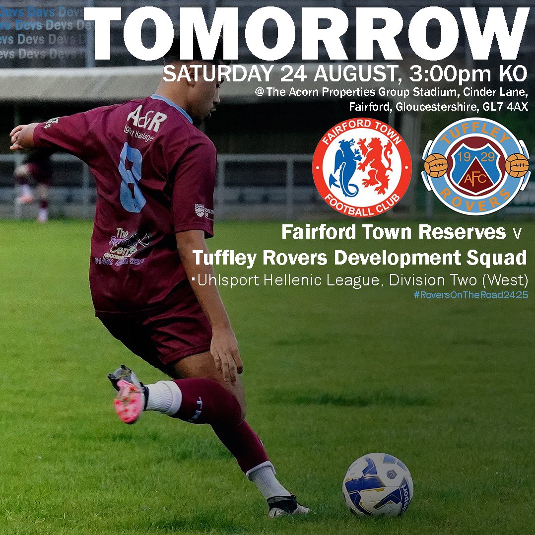 We do have <a href="/HellenicLeague/">Hellenic League</a> football tomorrow, as our Development Squad travel to play <a href="/reserves_town/">Fairford Town Reserves</a> at Cinder Lane. KO is 3pm.

Good luck to <a href="/shaun_norville/">Shaun Norville</a> &amp; his newly formed squad for their first game of the 2024/25 season. 

#uptherovers