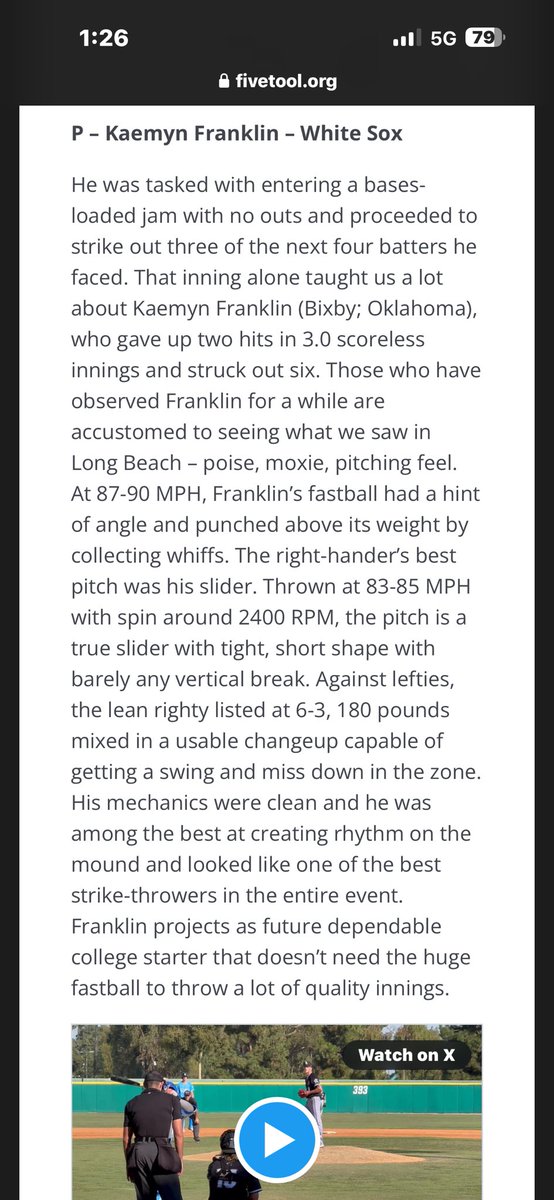 Thank you for the write up! <a href="/DustinLMcComas/">Dustin McComas</a> <a href="/FiveTool/">Five Tool Baseball</a>