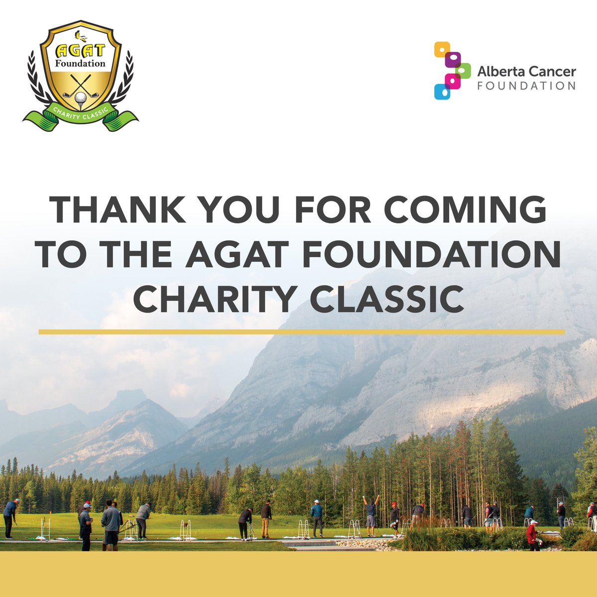AgatFoundation's tweet photo. Thank you to everyone who came out for our AGAT Foundation Charity Classic yesterday at Kananaskis Country Golf Club to support the Alberta Cancer Foundation’s Patient Financial Assistance Program. 
 #kananaskis #golf #charity #support https://t.co/eVLcxccfad