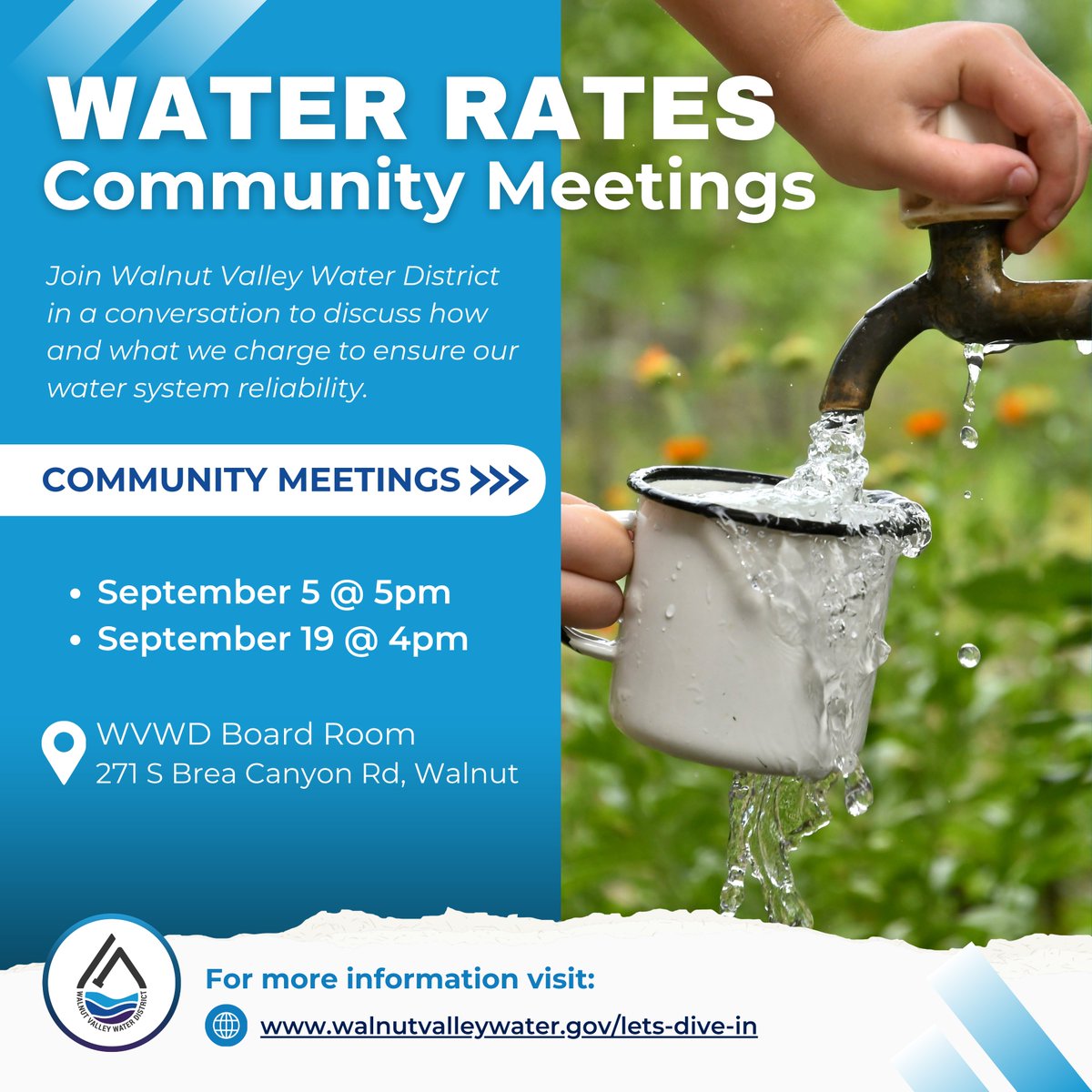 Dive in to the world of water! 💧

🔗Learn more at walnutvalleywater.gov/lets-dive-in 

#LetsDiveIn #TapIntoWVWD